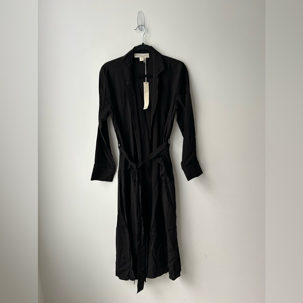 Saltwater luxe black stars robe waisted kimono style black